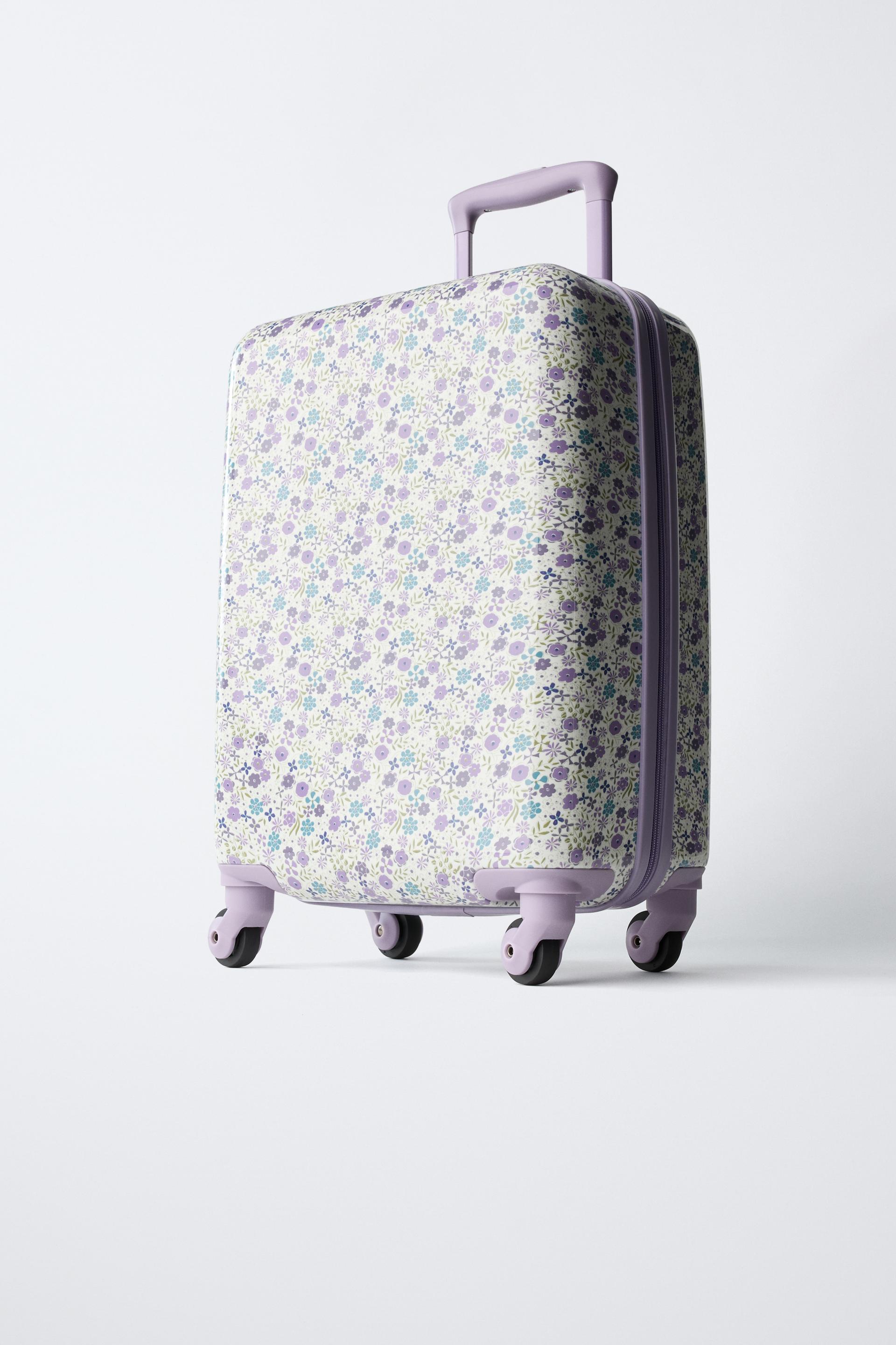 Whimsical Floral Print Hard-Shell Suitcase