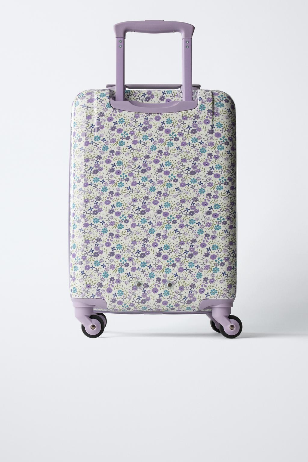 Whimsical Floral Print Hard-Shell Suitcase