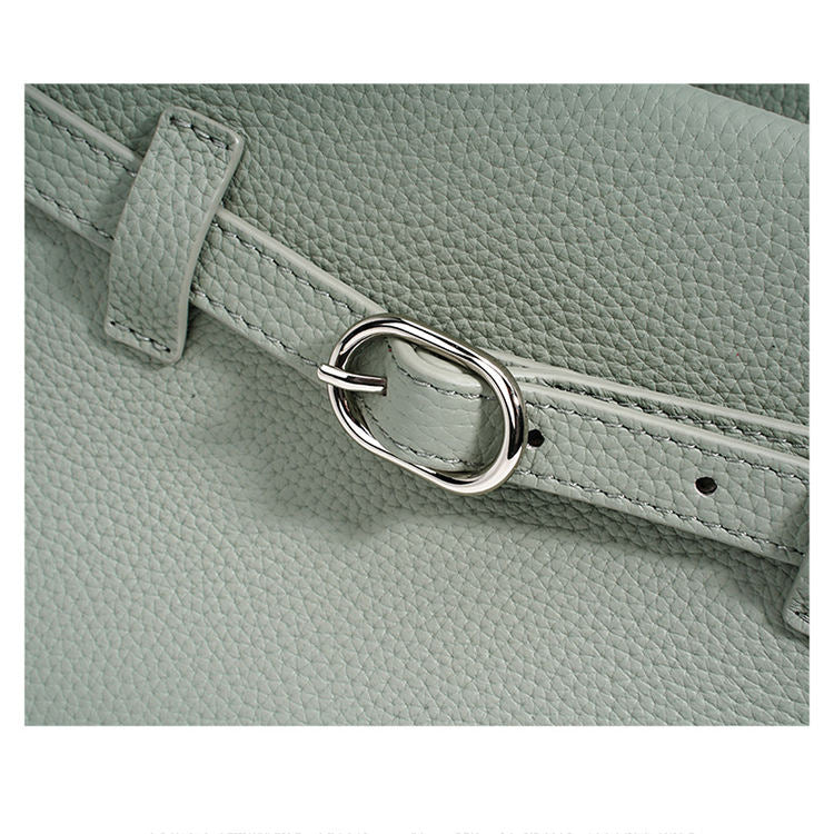 Light Green Belted Leather Handbag