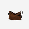 Vintage Suede-Trimmed Leather Handbag