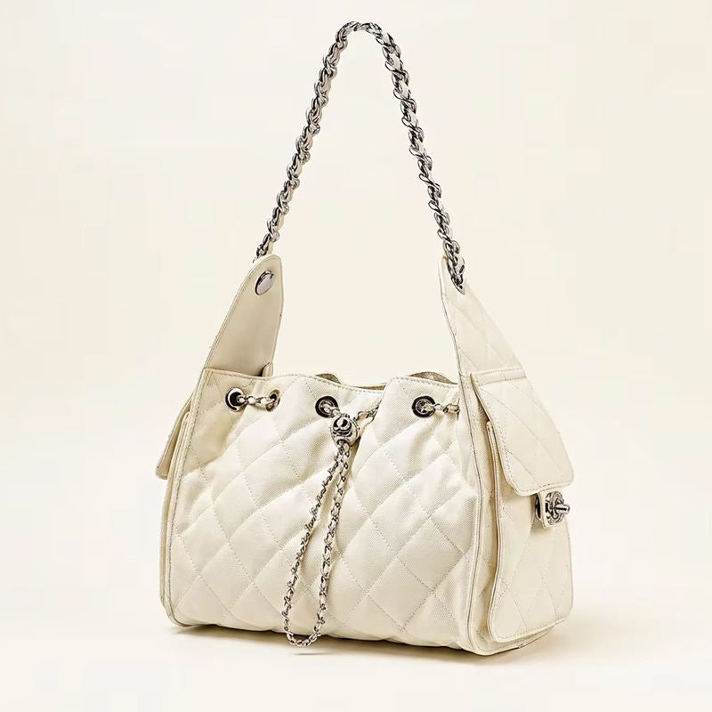 Quilted Leather Chain Strap Handbag