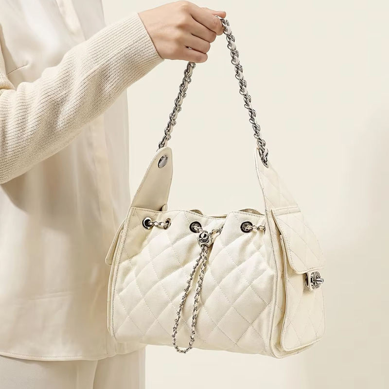 Quilted Leather Chain Strap Handbag
