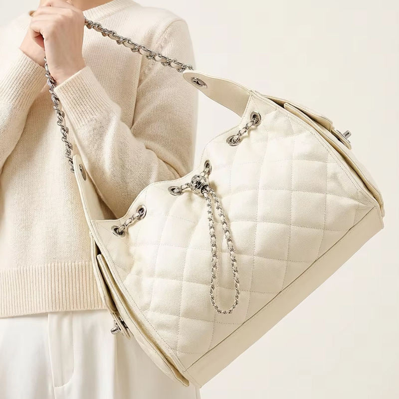 Quilted Leather Chain Strap Handbag
