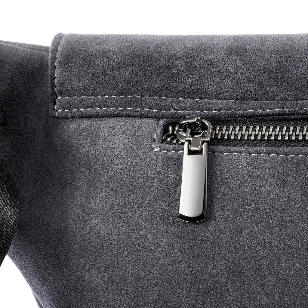 Dark Grey Suede-Effect Belt Bag