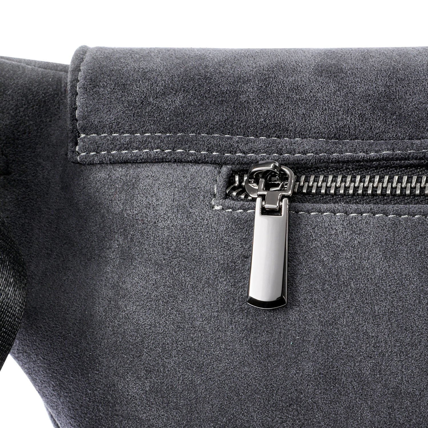 Dark Grey Suede-Effect Belt Bag