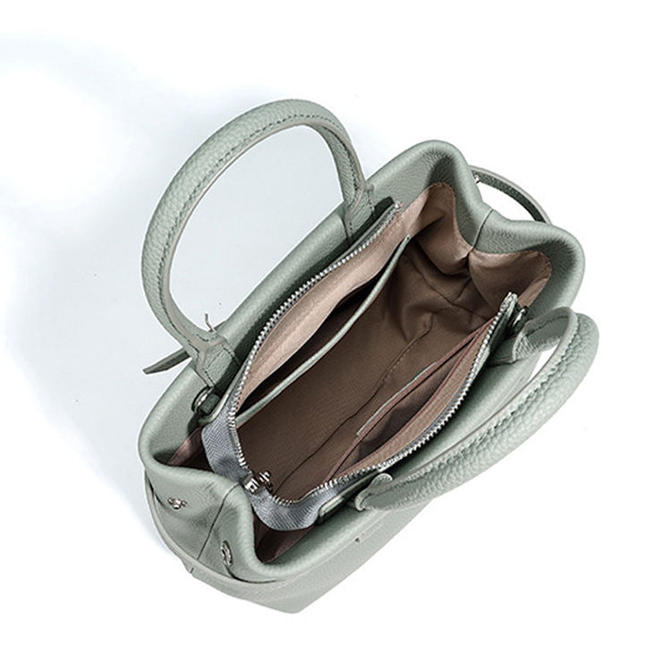 Light Green Belted Leather Handbag