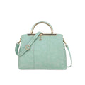 Mint Green Faux Leather Shoulder Bag with Gold Handle